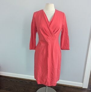 Women's Lafayette 148 Pink Coral Ruched Midi Dress 10
